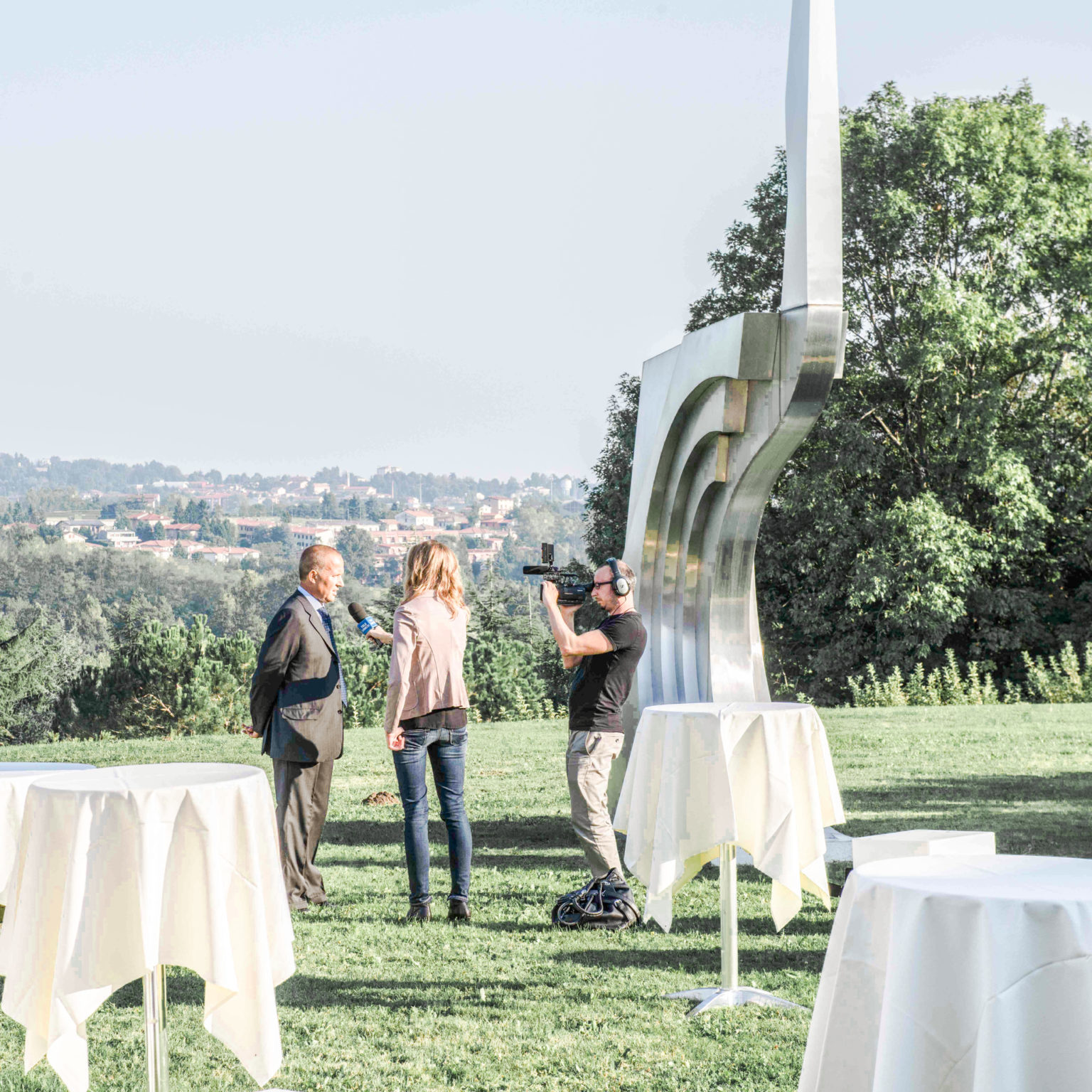 intervista per evento aziendale all'aperto